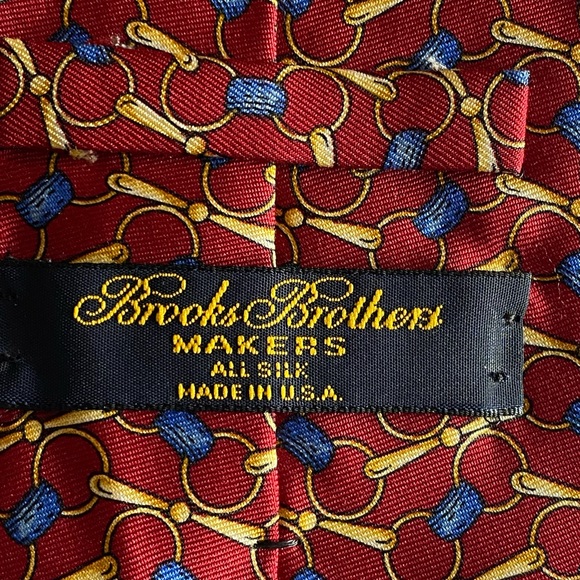 Brooks Brothers Makers Silk Tie Necktie Equestrian Vintage Made USA Red Blue - Picture 3 of 3